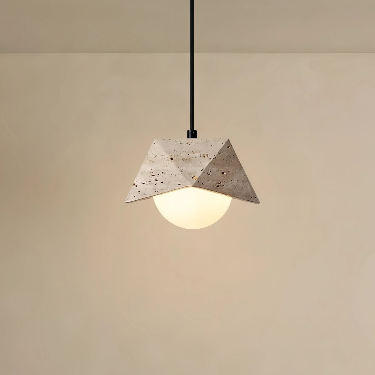 Strata Modern Travertine Pendant Light -- Beige for Kitchen Island Dining Table Hallway Entry