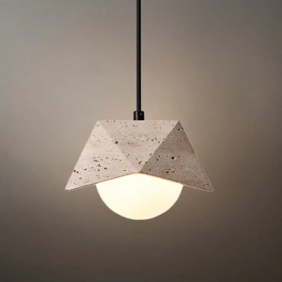 Strata Modern Travertine Pendant Light -- Beige White