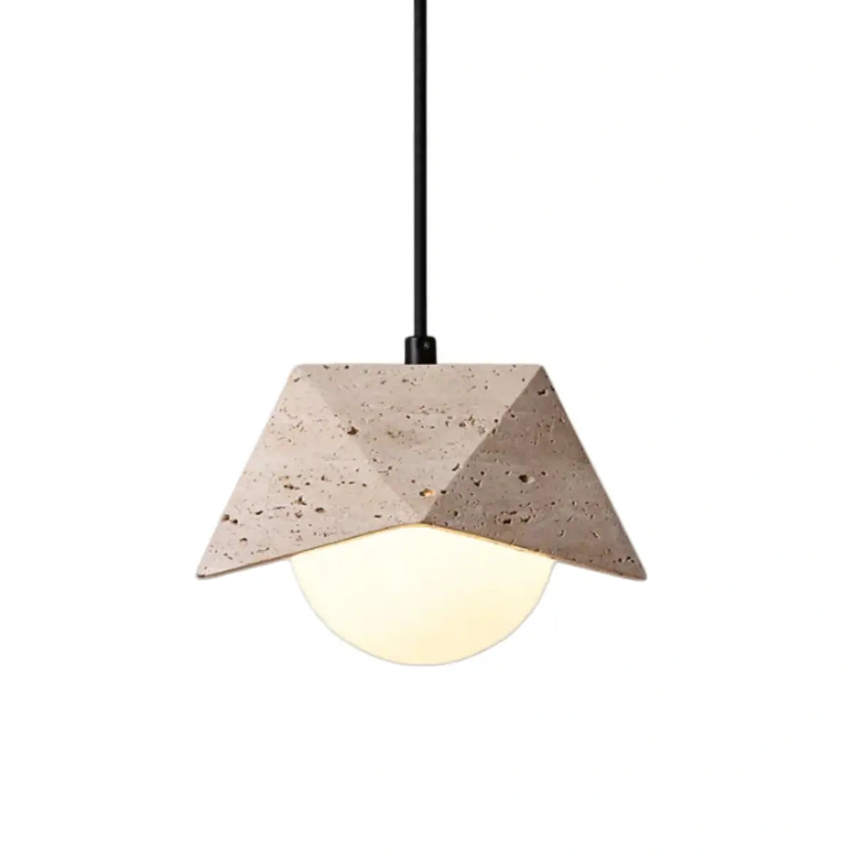 Strata Modern Travertine Pendant Light -- Beige White