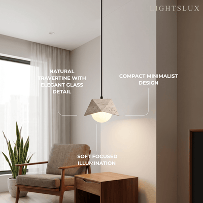 Strata Modern Travertine Pendant Light -- Beige White