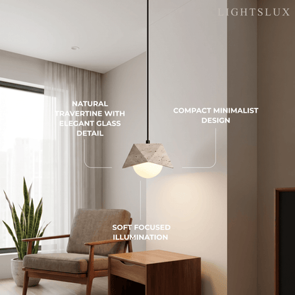 Strata Modern Travertine Pendant Light -- Beige White