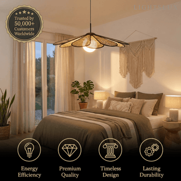 Bamburo Natural Rattan Petal Pendant Light