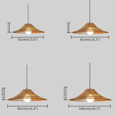 Bamburo Natural Rattan Pendant Light Conical Metal Woven Lamp