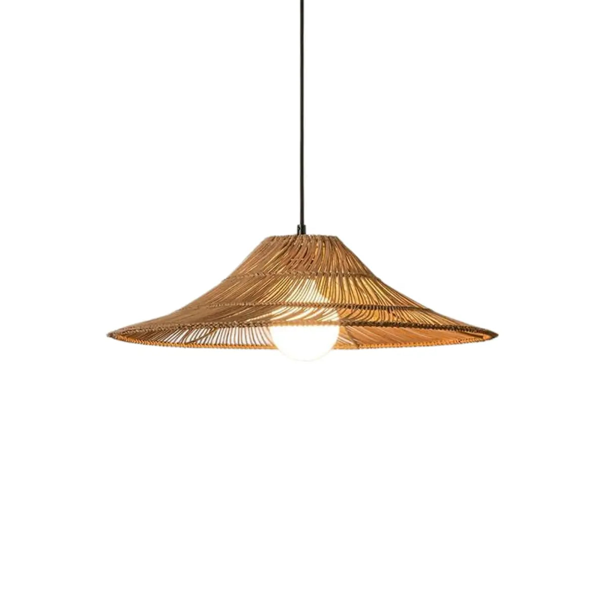 Bamburo Natural Rattan Pendant Light Conical Metal Woven Lamp