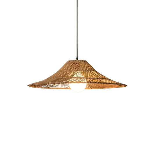 Bamburo Natural Rattan Pendant Light Conical Metal Woven Lamp