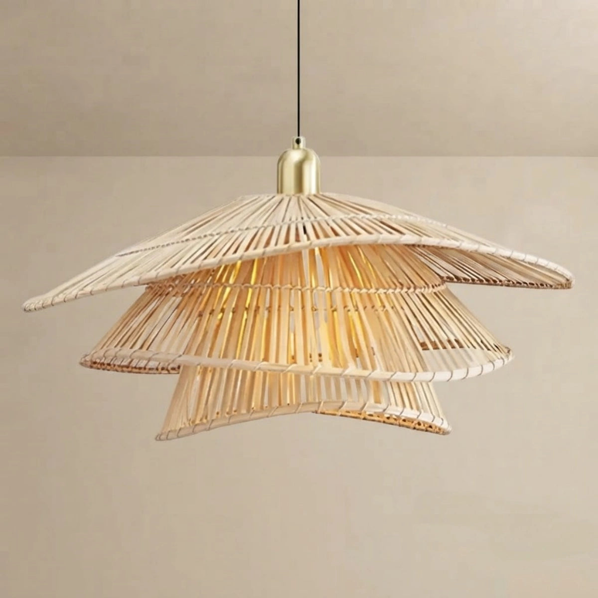 Bamburo Natural Weaver Pendant Lamp -- Gold Natural Bamboo for Living Room Dining Room