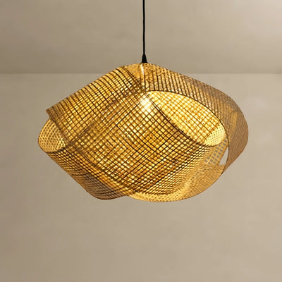 Bamburo Modern Rattan Pendant Light -- Natural Rattan for Living Room Dining Room Bedroom