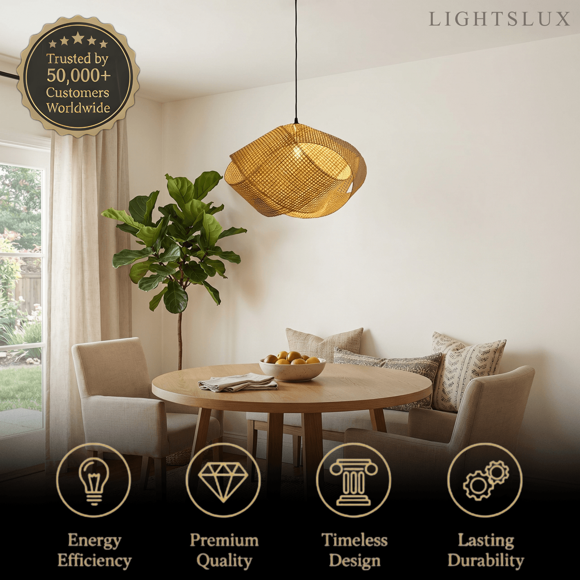 Bamburo Modern Rattan Pendant Light 