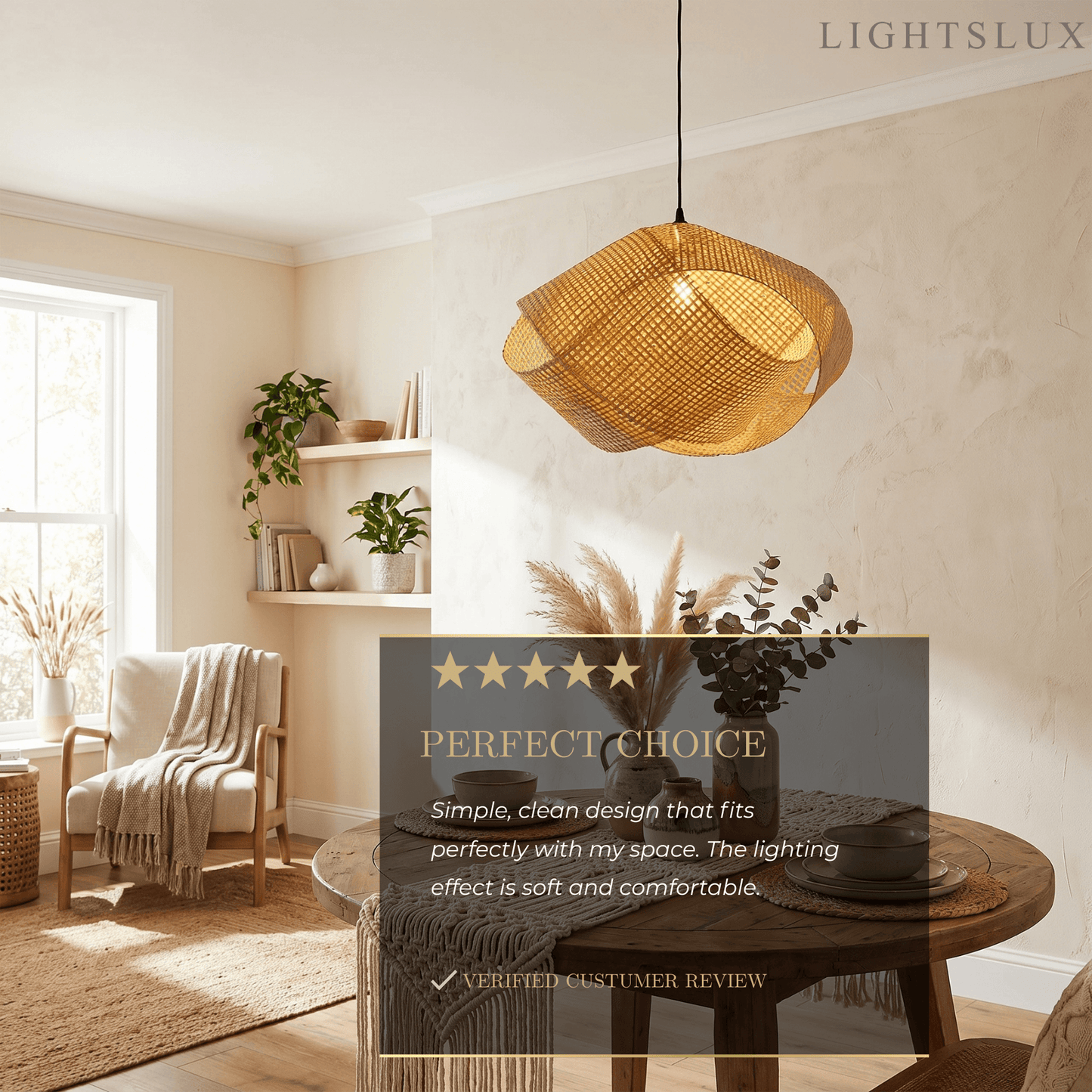 Bamburo Modern Rattan Pendant Light 