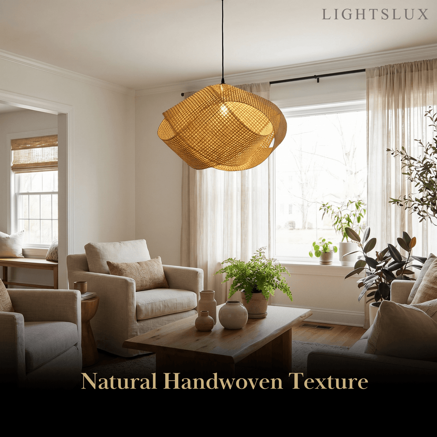Bamburo Modern Rattan Pendant Light 