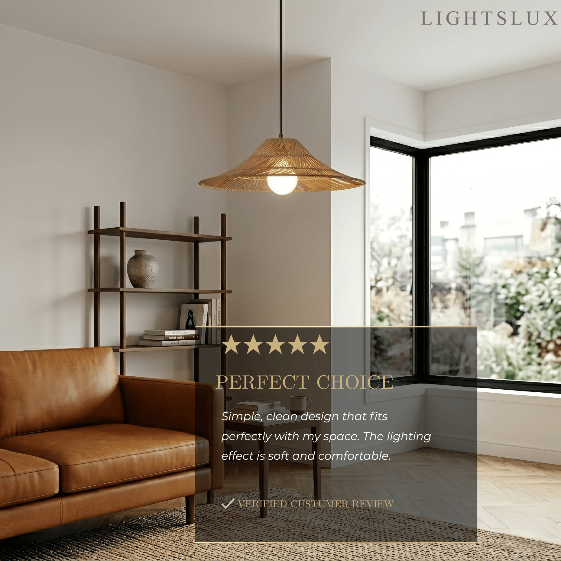 Bamburo Natural Rattan Pendant Light -- Natural Rattan for Bedroom Dining Room Living Room