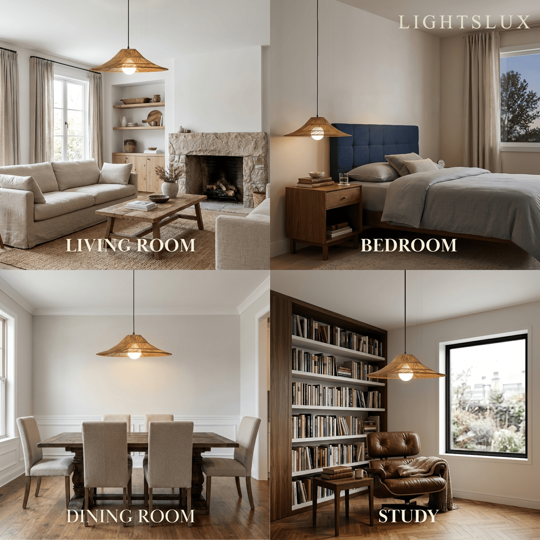 Bamburo Natural Rattan Pendant Light -- Natural Rattan for Bedroom Dining Room Living Room