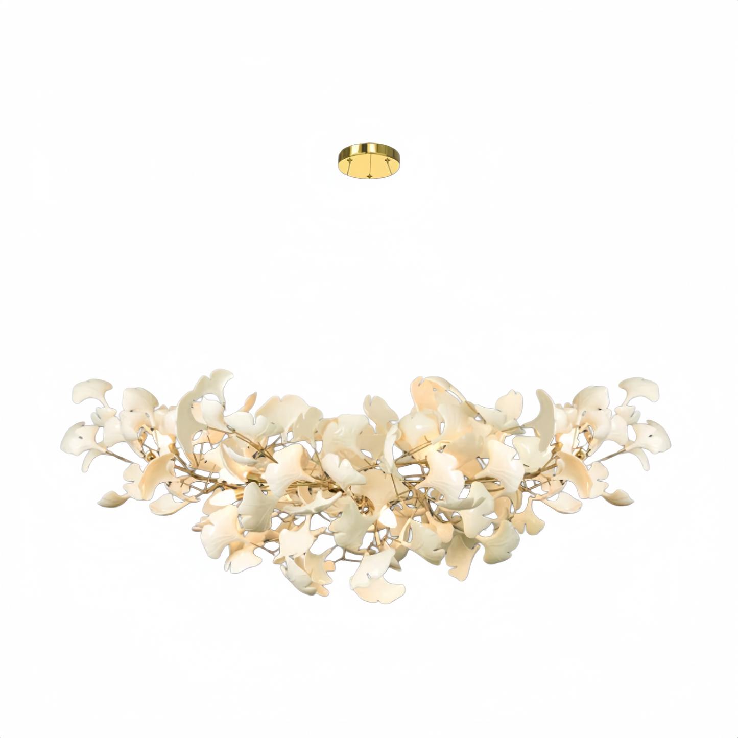 Excelis Luxury Leaf Chandelier – White or Gold Ceramic Design for Dining Room