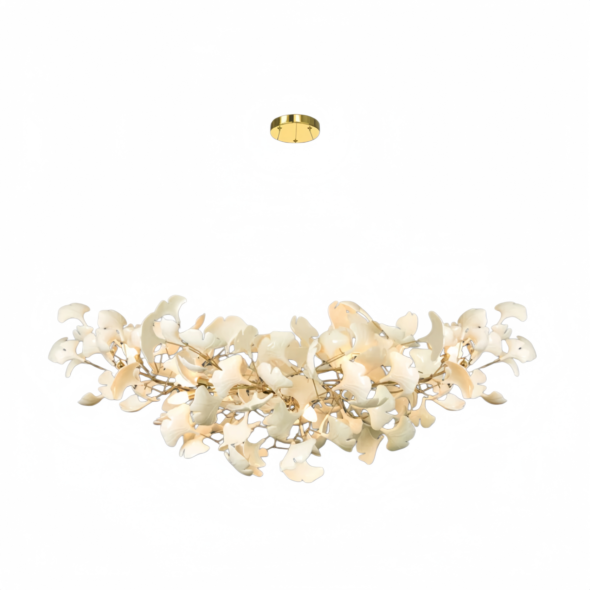 Excelis Luxury Leaf Chandelier – White or Gold Ceramic Design for Dining Room