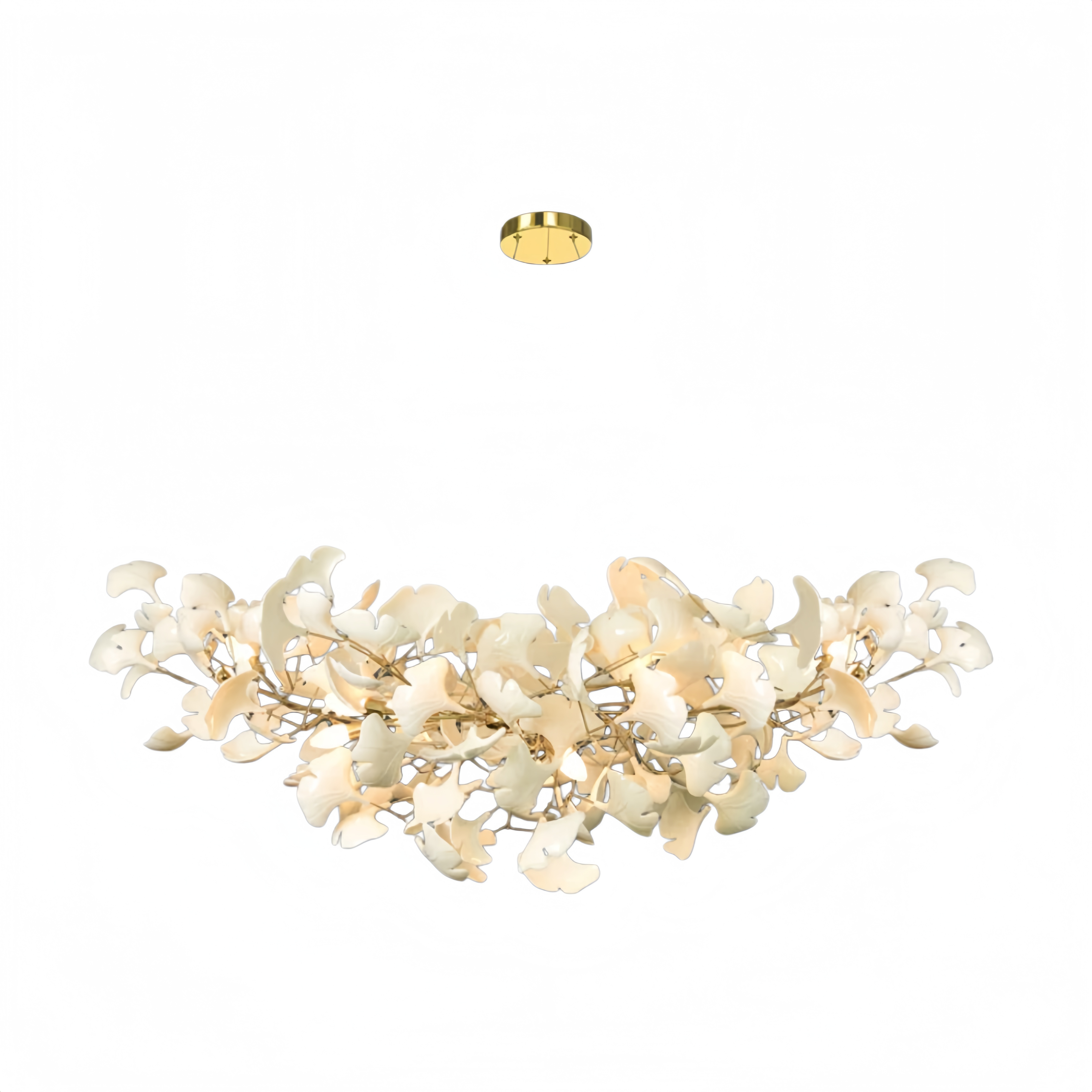 Excelis Luxury Leaf Chandelier – White or Gold Ceramic Design for Dining Room