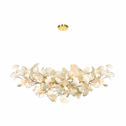 Excelis Luxury Leaf Chandelier – White or Gold Ceramic Design for Dining Room