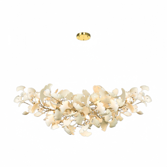 Excelis Luxury Leaf Chandelier – White or Gold Ceramic Design for Dining Room