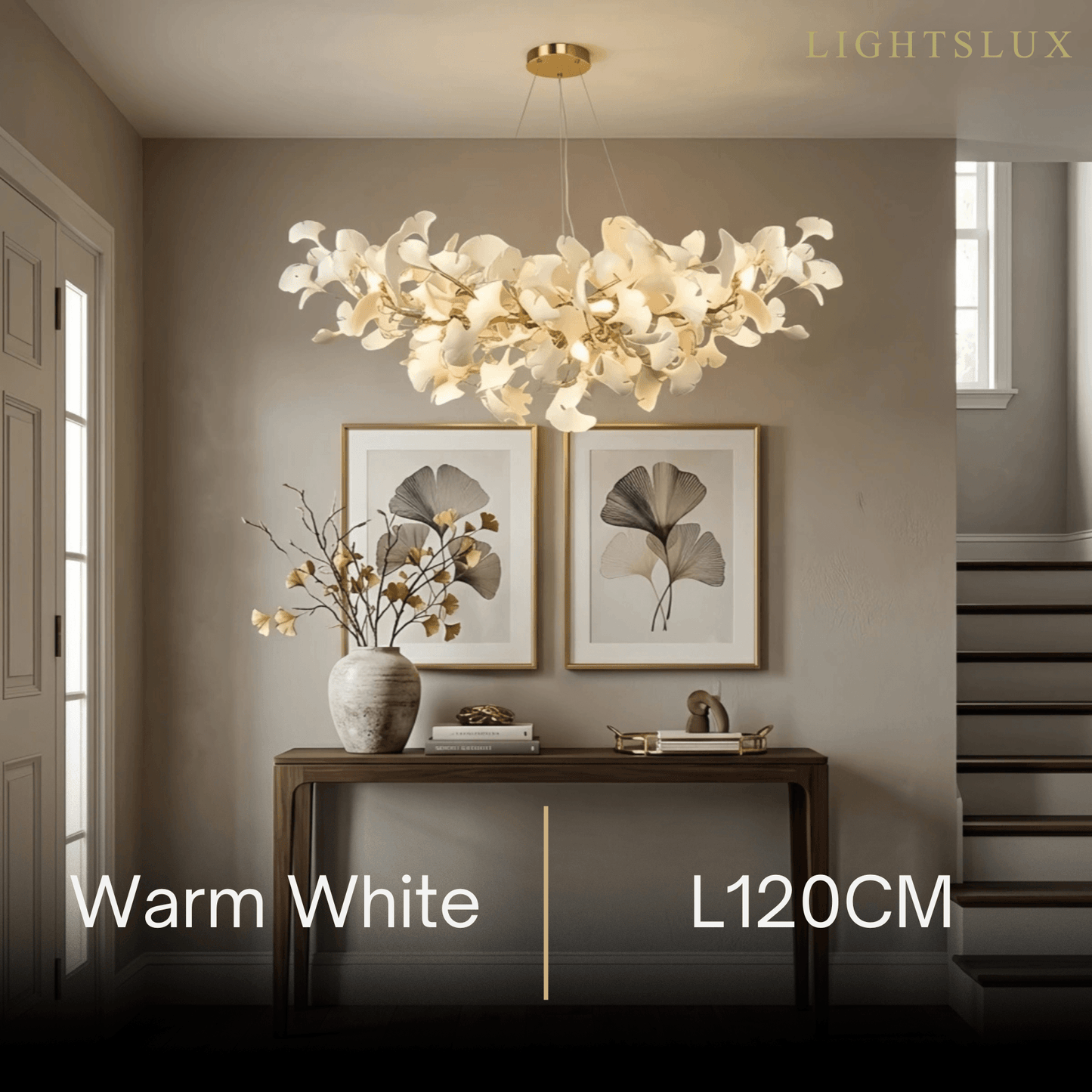Excelis Luxury Leaf Chandelier – White or Gold Ceramic Design for Dining Room