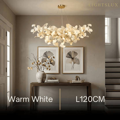 Excelis Luxury Leaf Chandelier – White or Gold Ceramic Design for Dining Room