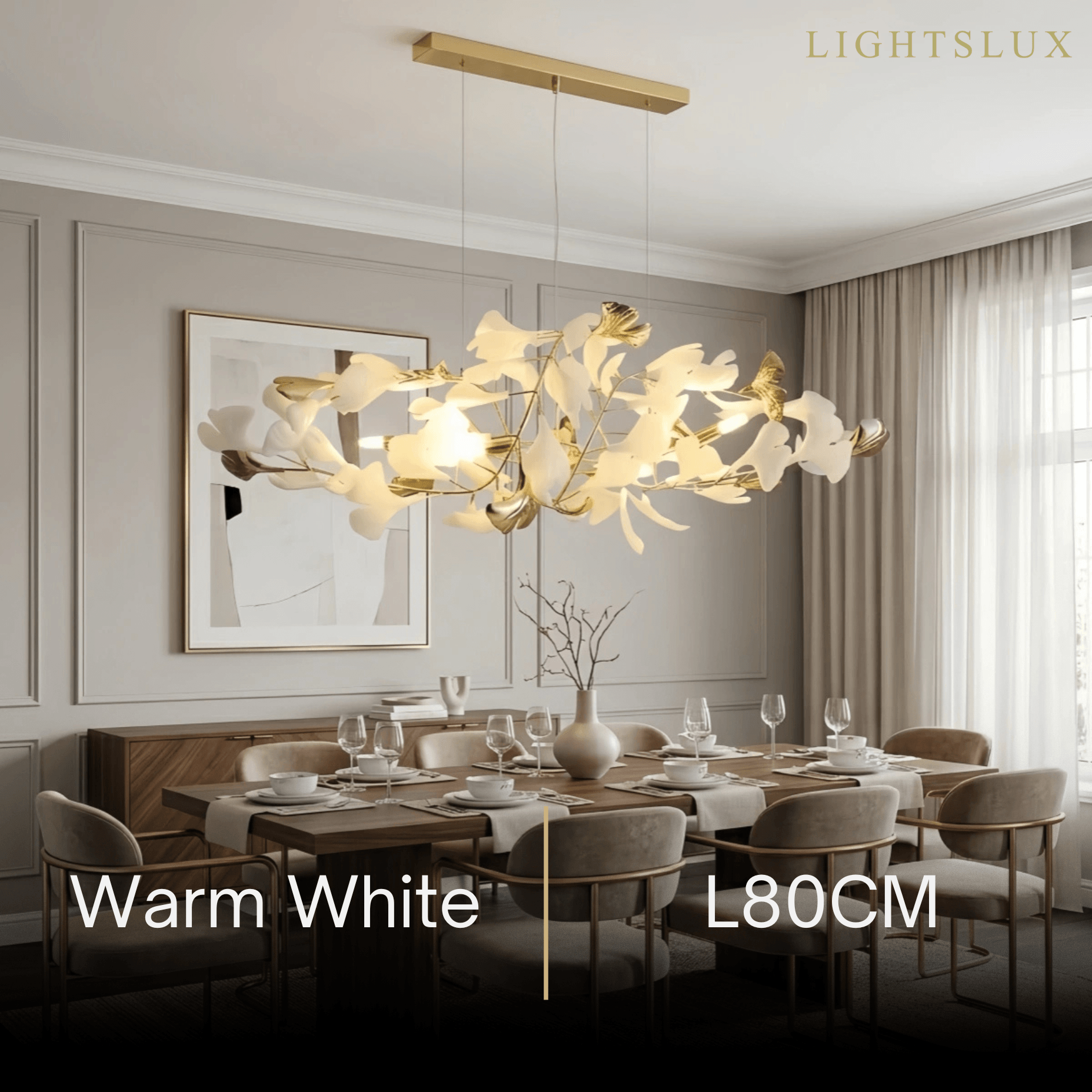 Velora Minimalist Ginkgo Leaf Chandelier -- Iron & Glass for Dining Room