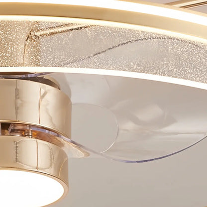 Excelis Luxury Ceiling Fan Lamp with LED -- Gold Aluminum & Acrylic for Living Room Dining Room
