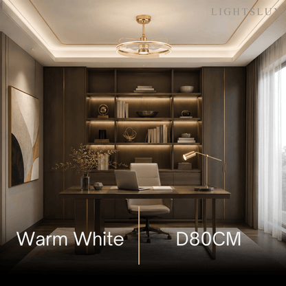 Excelis Luxury Ceiling Fan Lamp with LED -- Gold Aluminum & Acrylic for Living Room Dining Room