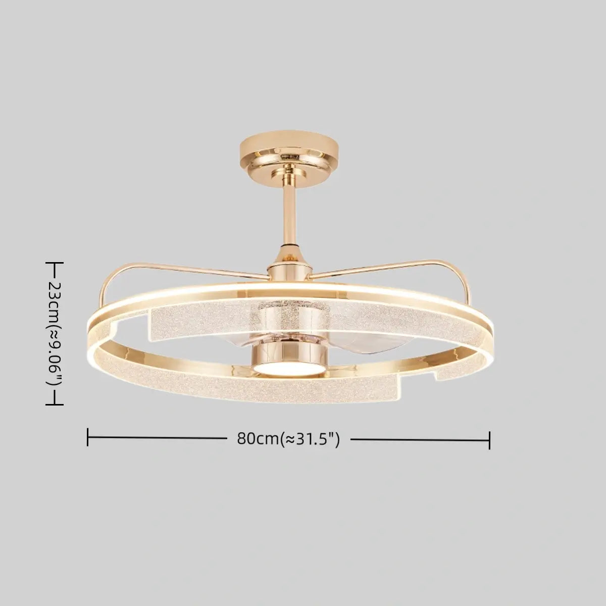 Excelis Luxury Ceiling Fan Lamp with LED -- Gold Aluminum & Acrylic for Living Room Dining Room