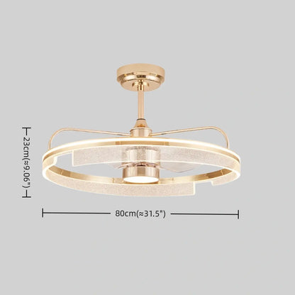 Excelis Luxury Ceiling Fan Lamp with LED -- Gold Aluminum & Acrylic for Living Room Dining Room