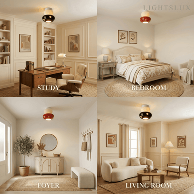 Vivara Retro Mushroom Ceiling Light -- Ceramic Red/Black for Bedroom