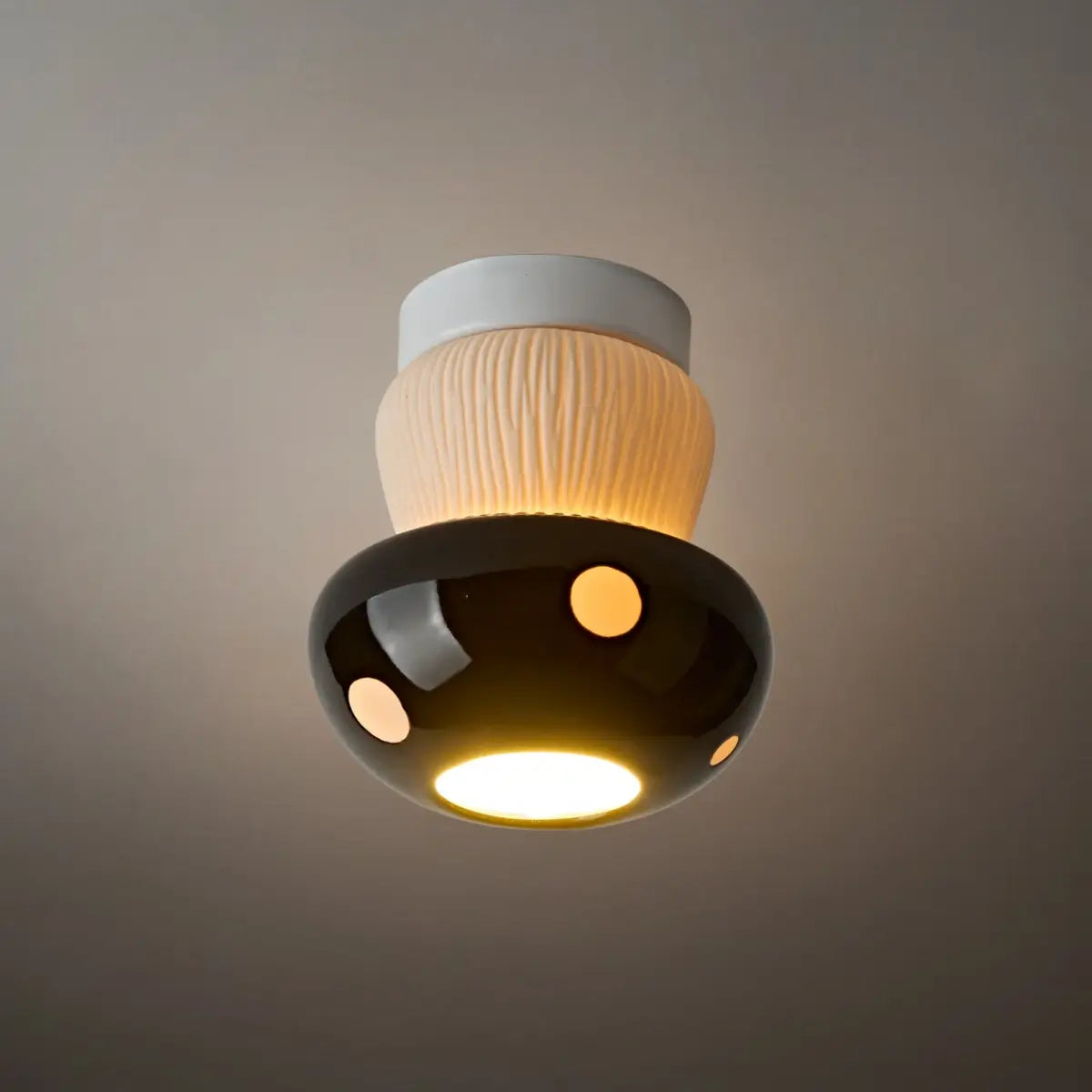 Vivara Retro Mushroom Ceiling Light -- Ceramic Red/Black for Bedroom