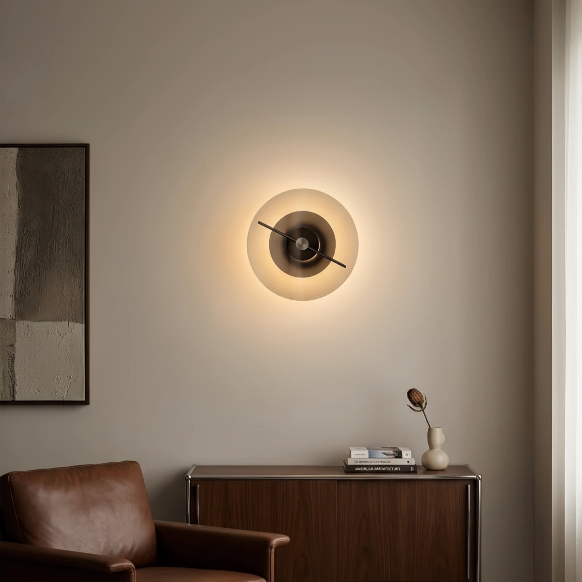 Vetro Modern Wall Lamp -- Glass and Carbon Steel with Rotating Shade for Living Room Bedroom