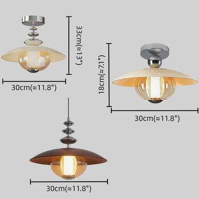 Irondale Vintage French Cream Ceiling Light -- Glass & Iron for Hallway