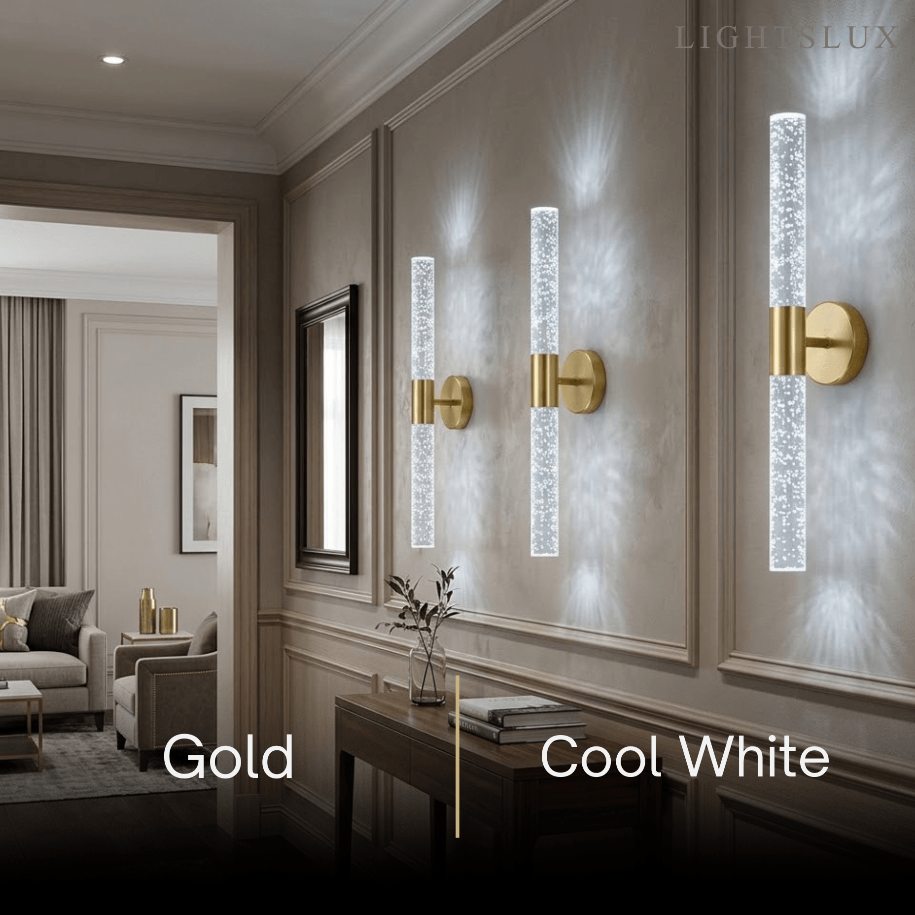 Lunara Modern Wall Lamp -- Iron & PVC Gold for Hallway