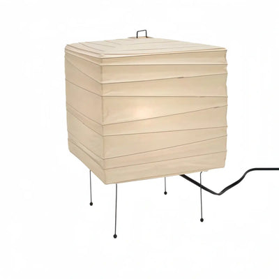 Zenno Wabi-Sabi Rice Paper Table Lamp--Natural Cream Cube Bedside Light