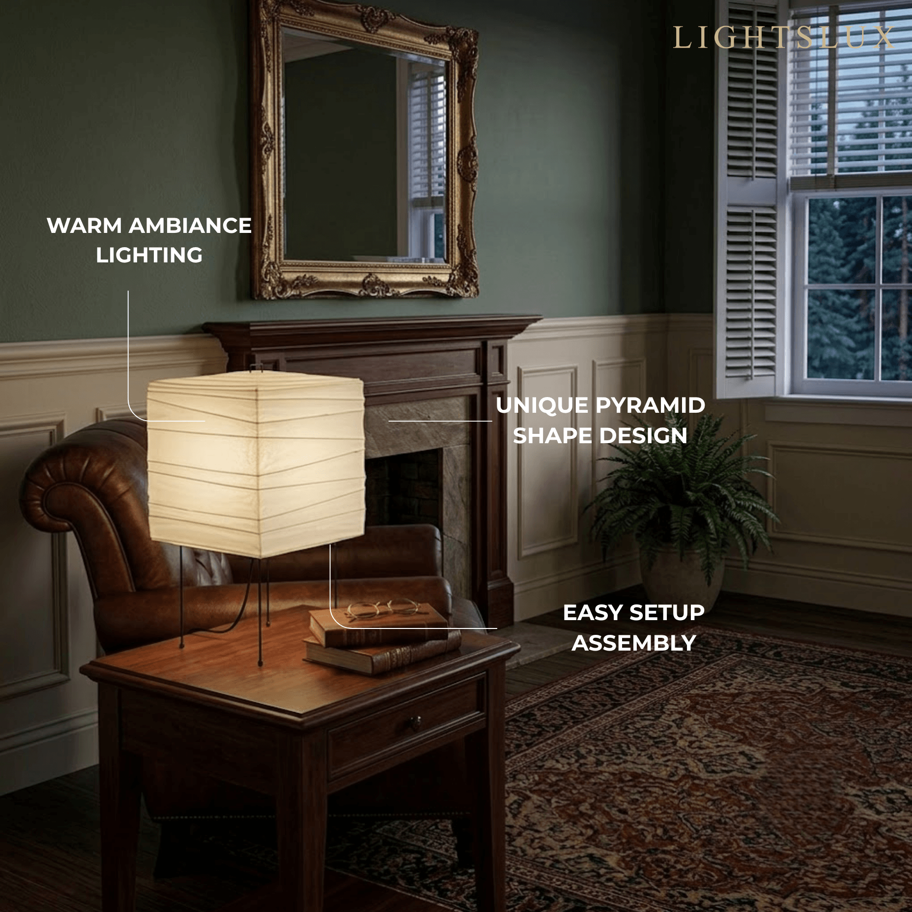 Table Lamp--Natural Cream Cube Bedside Light for Bedroom