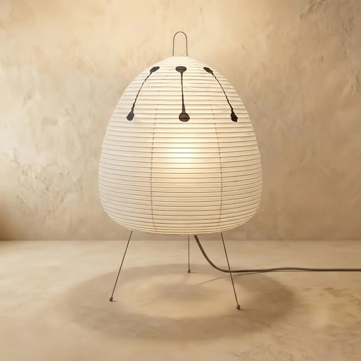 Zenno  Wabi-Sabi Oval Rice Paper Table Lamp--Tripod Ambient Light 