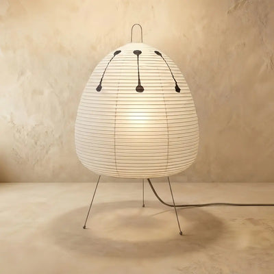 Zenno  Wabi-Sabi Oval Rice Paper Table Lamp--Tripod Ambient Light 