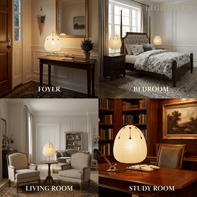 Oval Rice Paper Table Lamp for Bedroom1