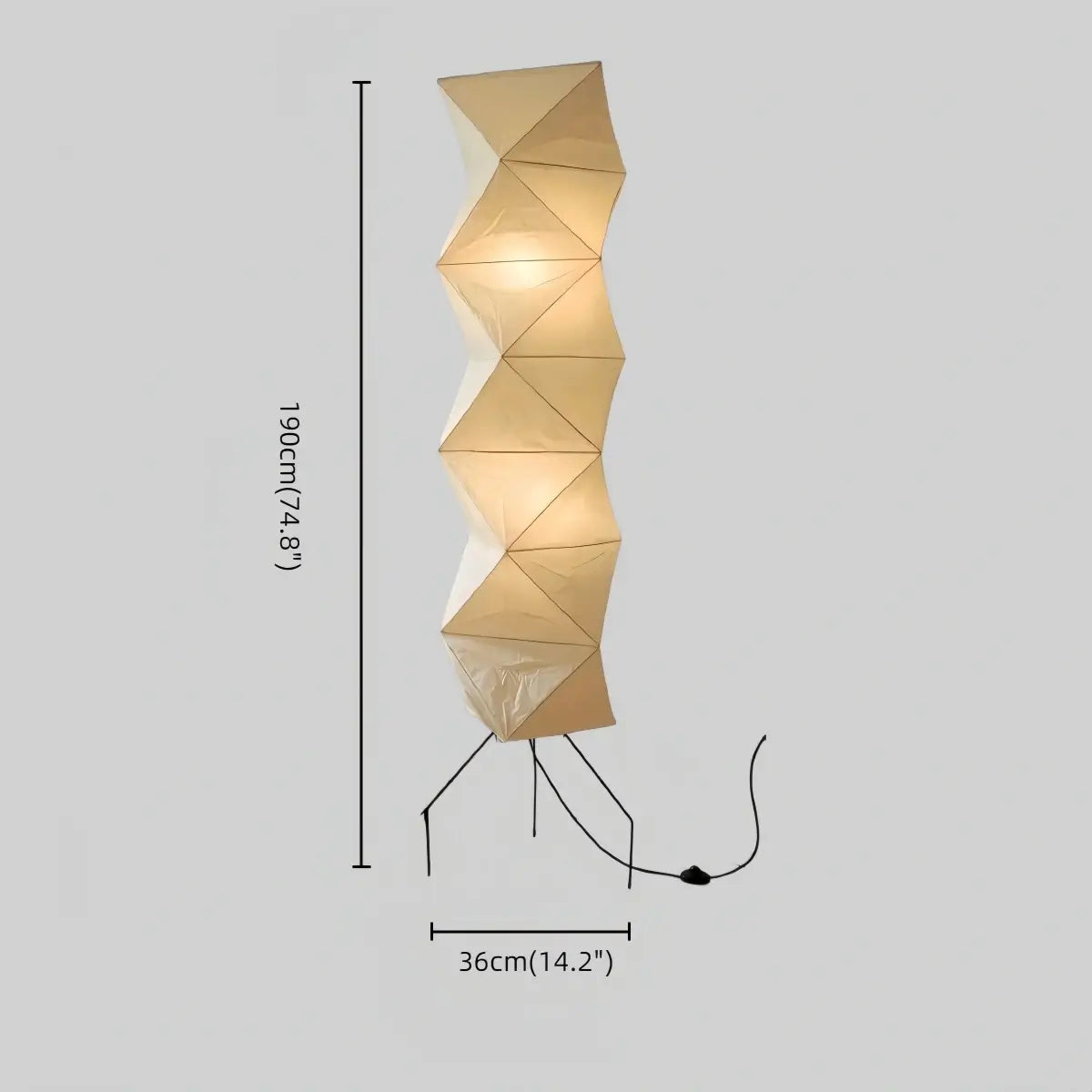 Minimalist Origami Floor Lamp -- Metal & Paper Milk White 