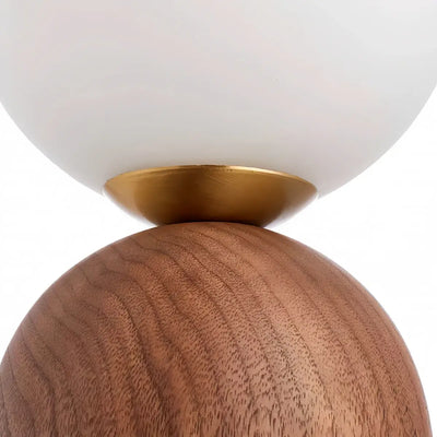 Mid-Century Table Lamp -- Wood & Glass for Living Room 