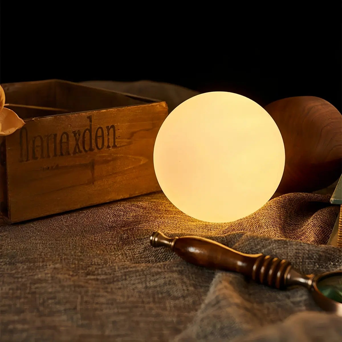 Mid-Century Table Lamp -- Wood & Glass for  Bedroom