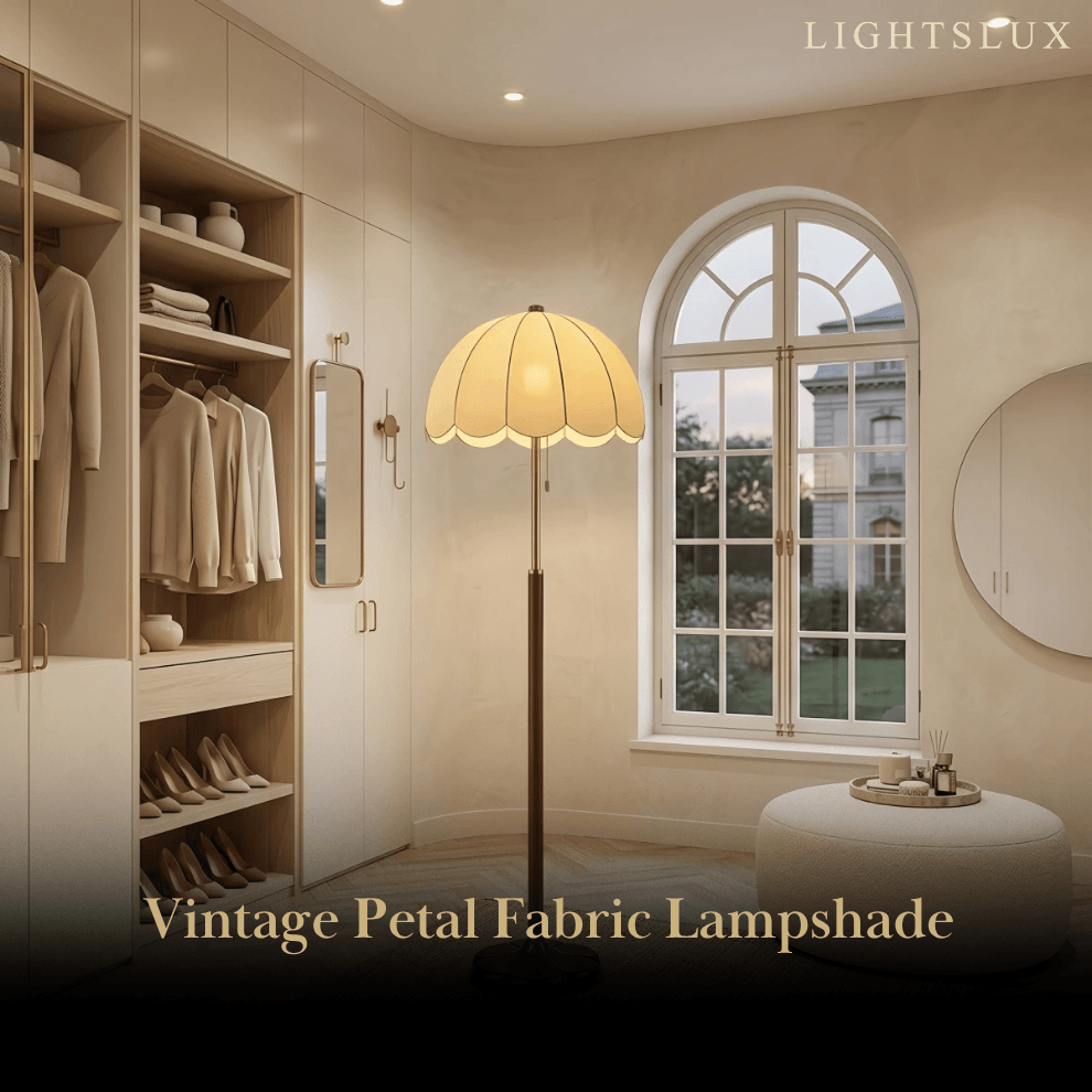 Irondale Vintage Petal Pleated Floor Lamp -- Iron & Fabric for Living Room