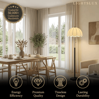  Floor Lamp -- Iron & Fabric for Bedroom & Living Room