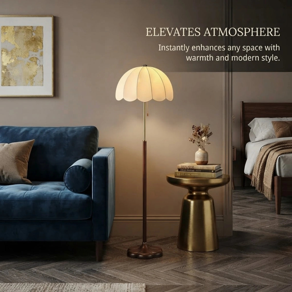  Floor Lamp -- Iron & Fabric for Bedroom 