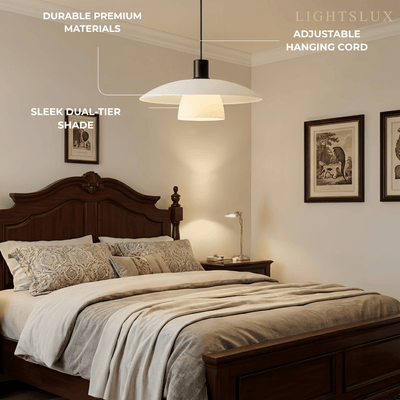 Vetro Minimalist Glass Pendant Lamp -- Black/White Metal for Bedroom