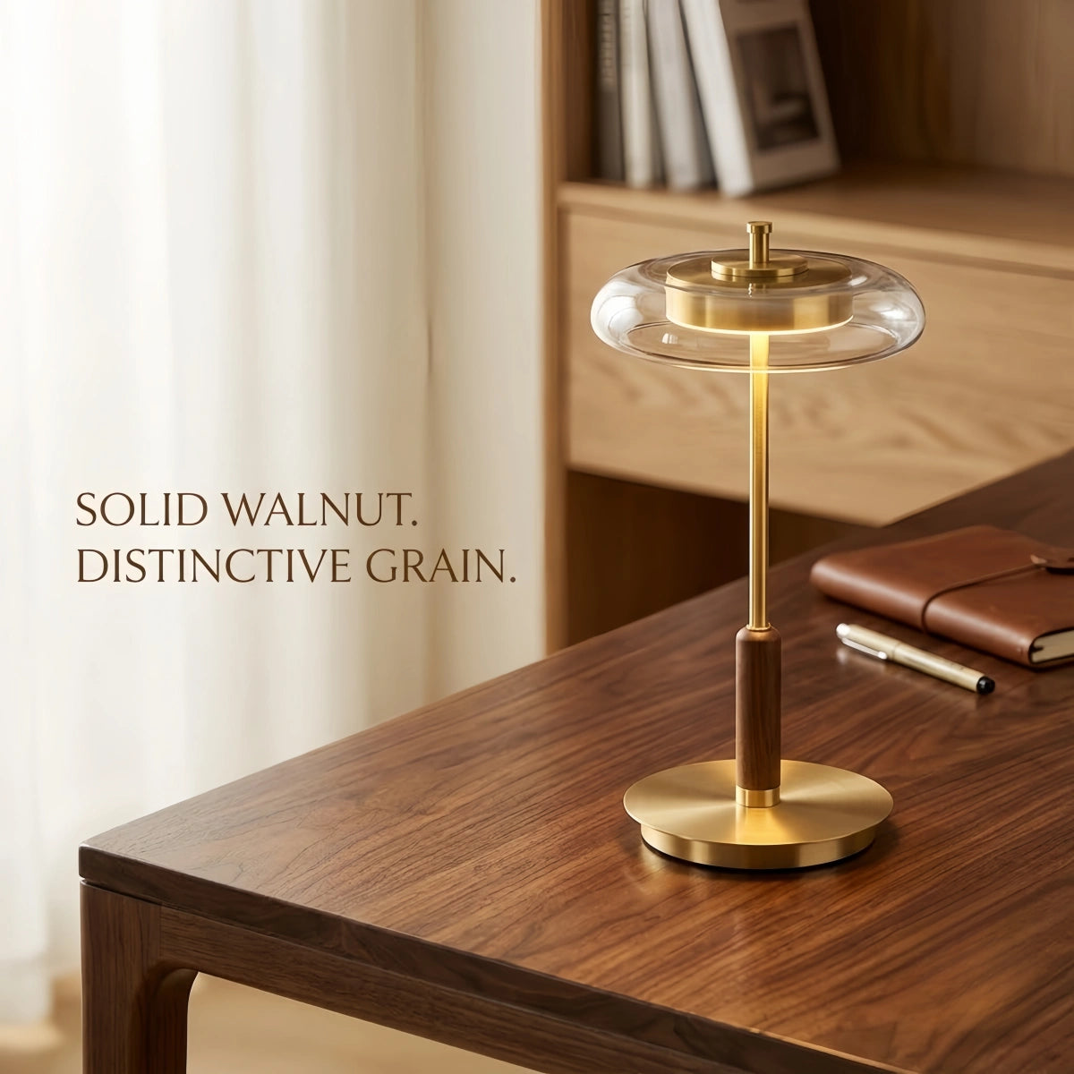 Vetro Classical Table Lamp -- Glass Wood Brass for Bedoom