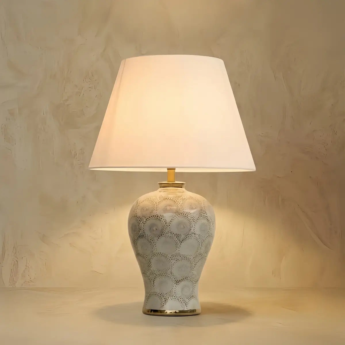 Irondale Vintage Table Lamp--Ceramic & Fabric for Bedroom