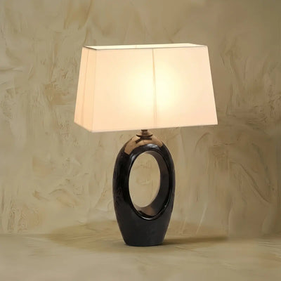 Sandora Nordic Table Lamp — Ceramic & Fabric Black/White for Bedroom Living Room