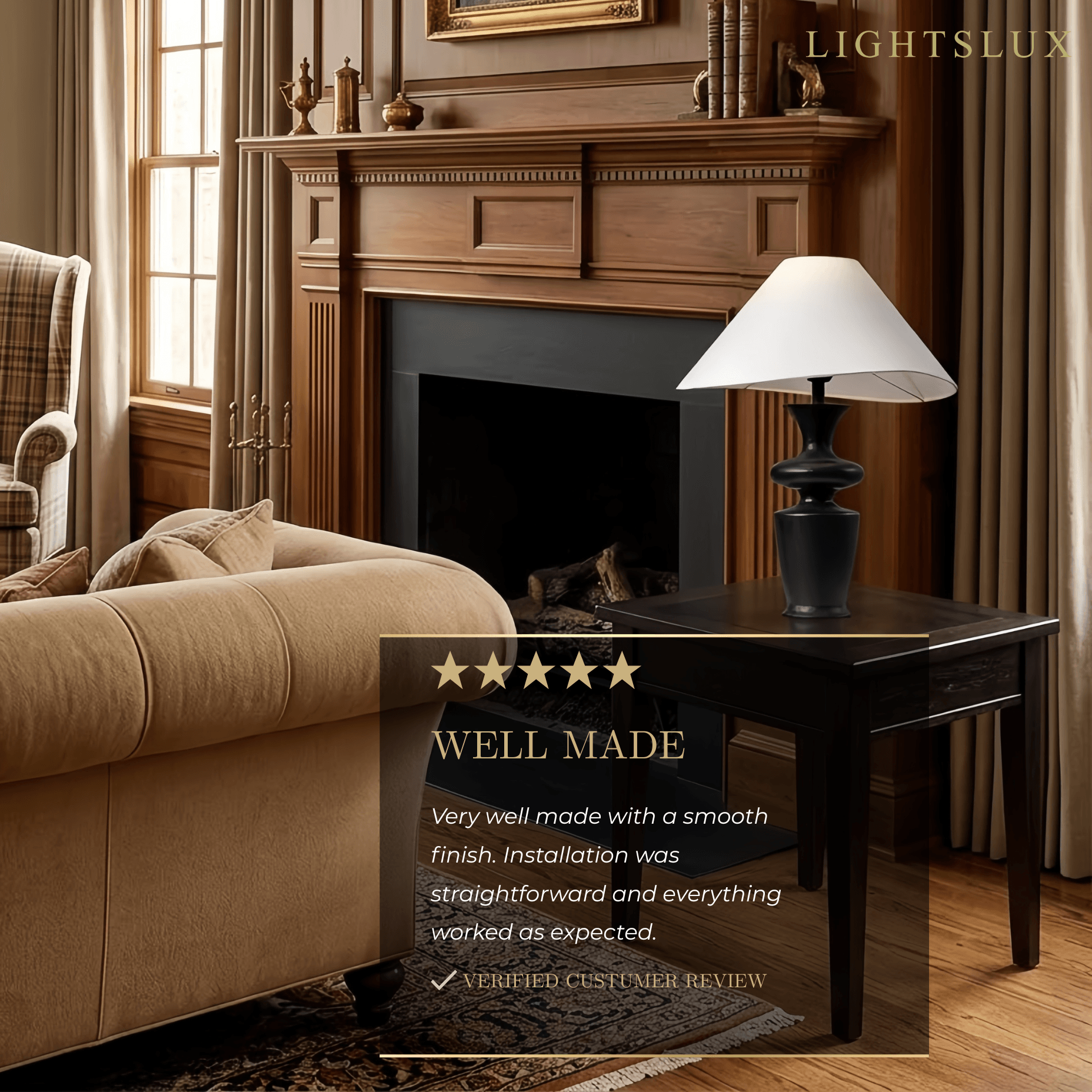 Sandora Classical Fabric Shade Table Lamp -- Natural Wood & Black/White for Living Room