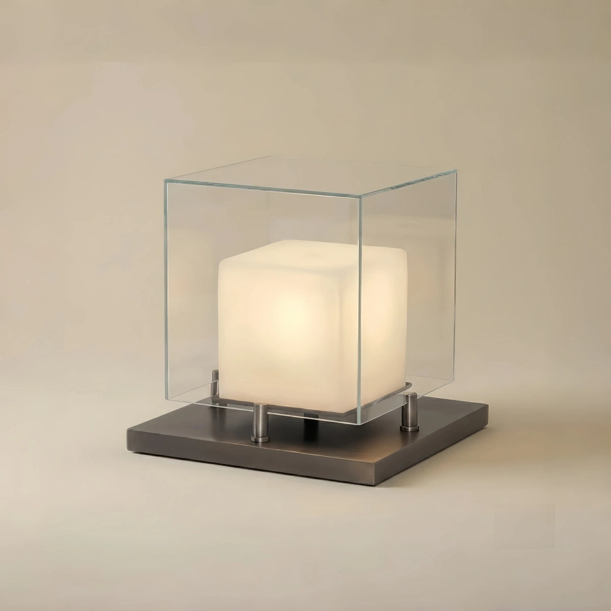 Alba Designer Table Lamp -- Glass & Alabaster with Stainless Steel for Living Room
